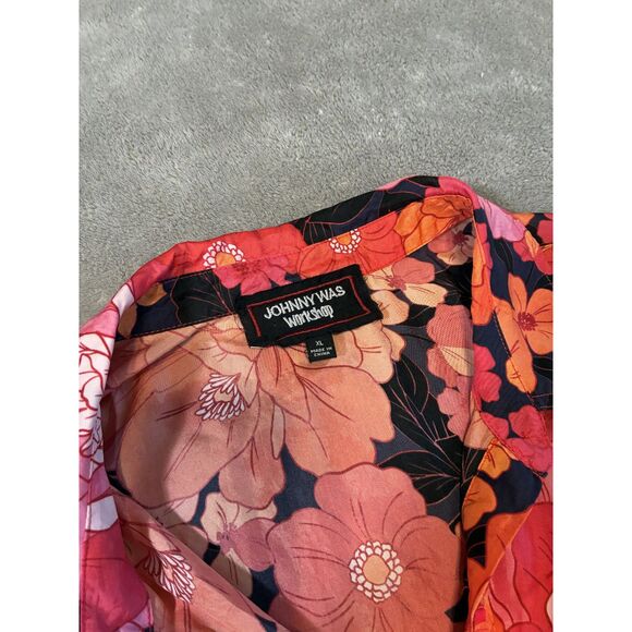 Johnny Was Workshop Silk Floral Embroidered Becca Button-Up Blouse XL - Picture 3 of 10
